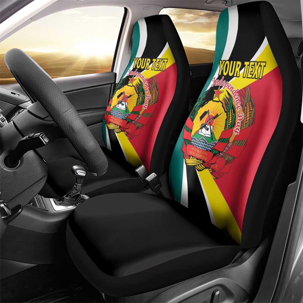 Personalized Mozambique Independence Day Car Seat Cover Coat Of Arms - Flag Style