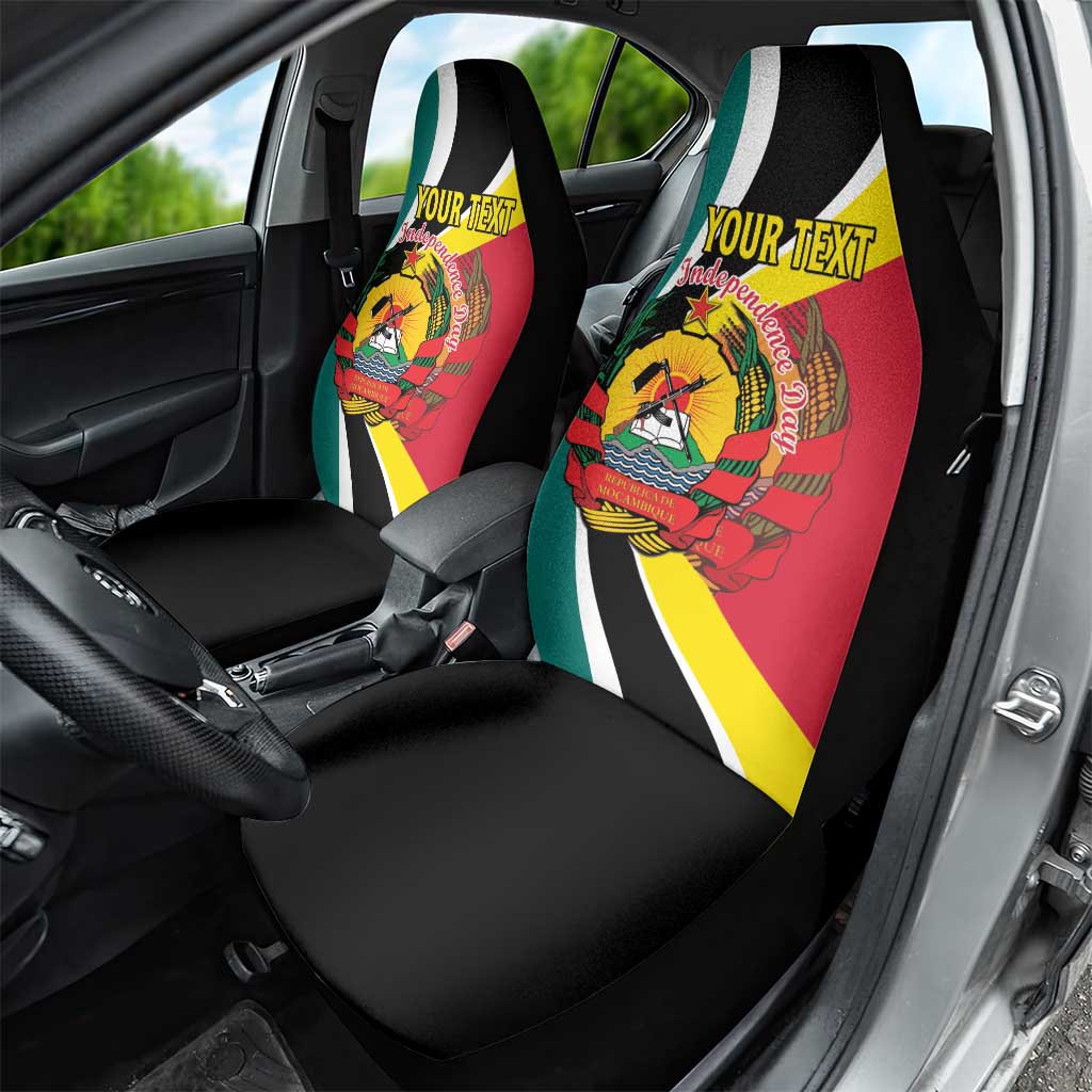 Personalized Mozambique Independence Day Car Seat Cover Coat Of Arms - Flag Style