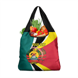 Personalized Mozambique Independence Day Grocery Bag Coat Of Arms - Flag Style