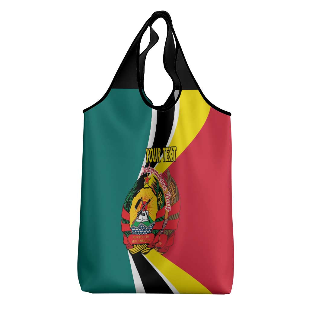 Personalized Mozambique Independence Day Grocery Bag Coat Of Arms - Flag Style