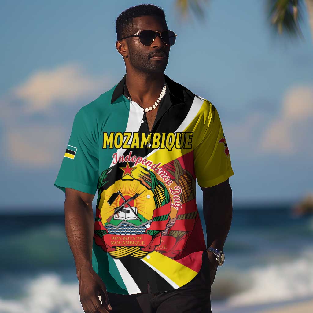 Personalized Mozambique Independence Day Hawaiian Shirt Coat Of Arms - Flag Style