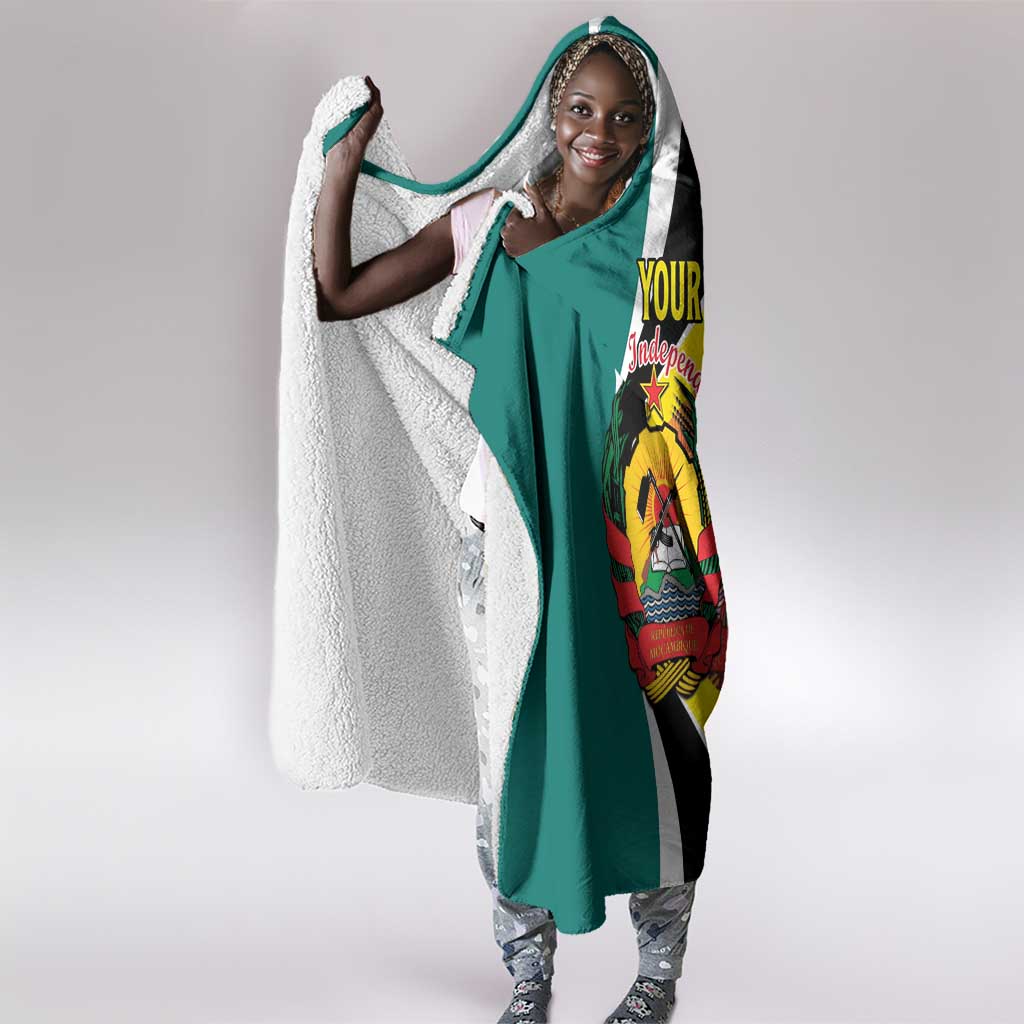 Personalized Mozambique Independence Day Hooded Blanket Coat Of Arms - Flag Style