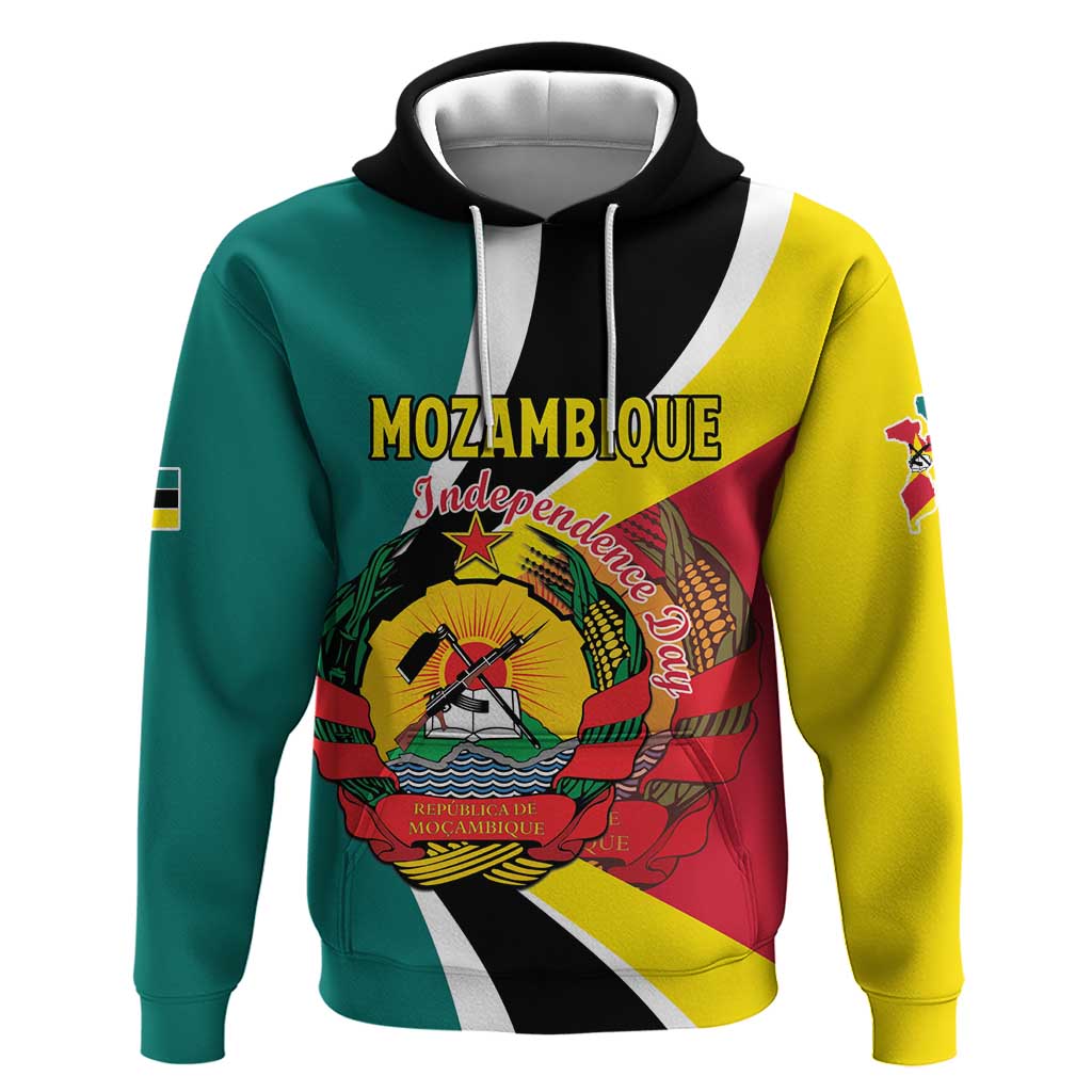 Personalized Mozambique Independence Day Hoodie Coat Of Arms - Flag Style