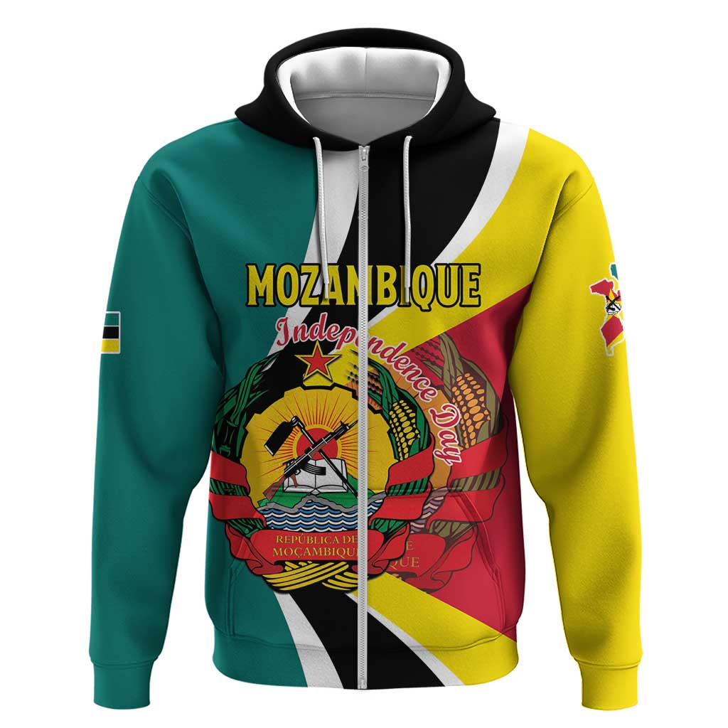 Personalized Mozambique Independence Day Hoodie Coat Of Arms - Flag Style