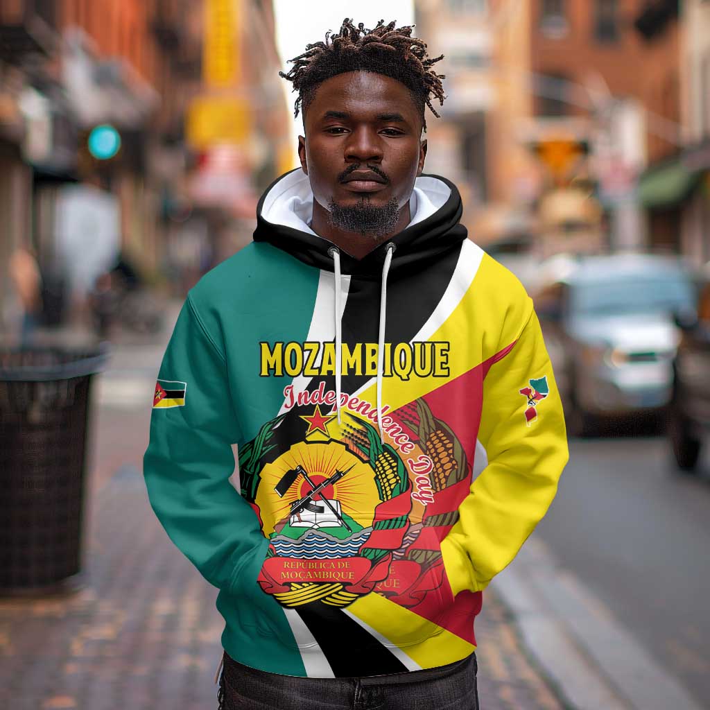 Personalized Mozambique Independence Day Hoodie Coat Of Arms - Flag Style