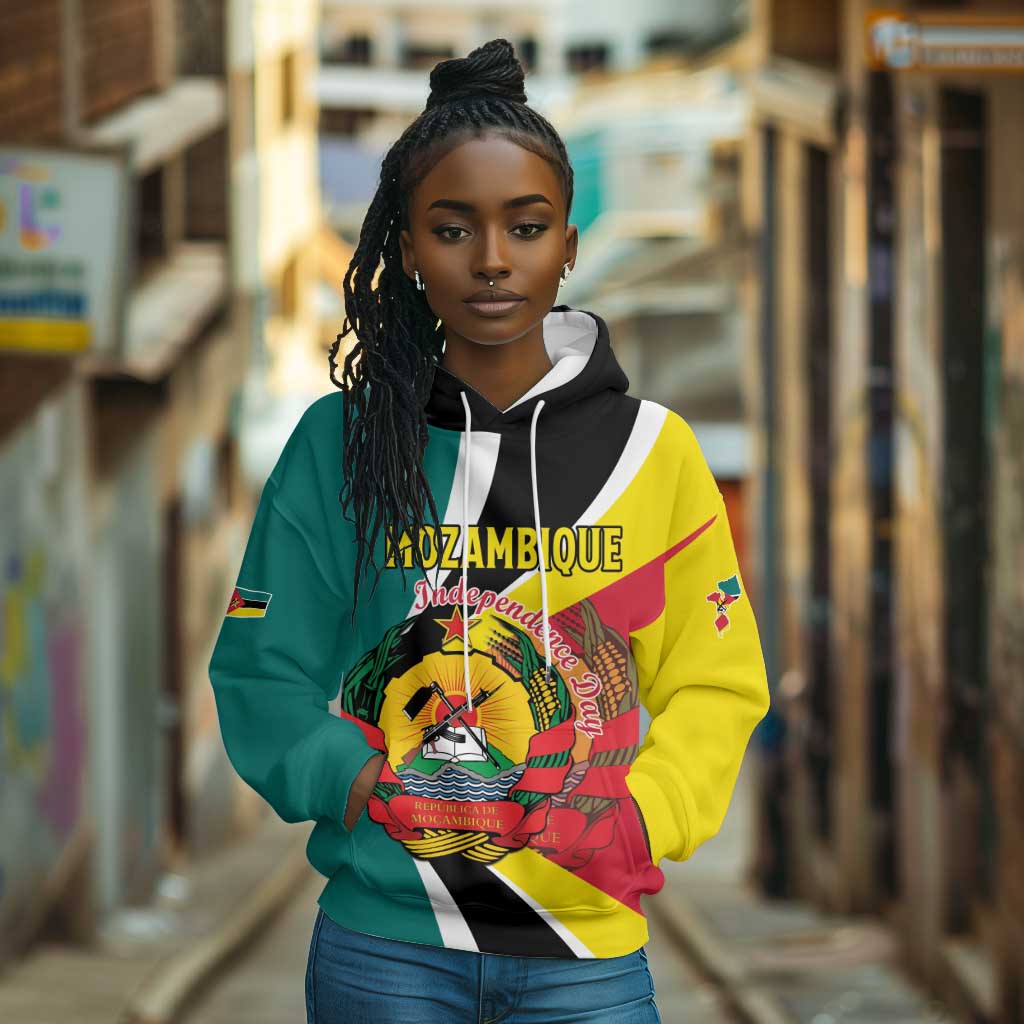 Personalized Mozambique Independence Day Hoodie Coat Of Arms - Flag Style