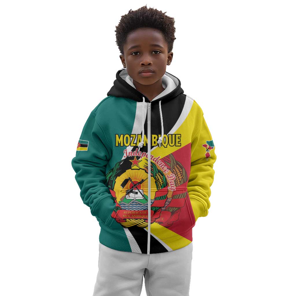 Personalized Mozambique Independence Day Kid Hoodie Coat Of Arms - Flag Style