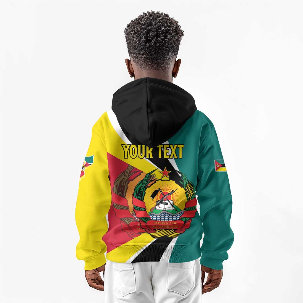 Personalized Mozambique Independence Day Kid Hoodie Coat Of Arms - Flag Style