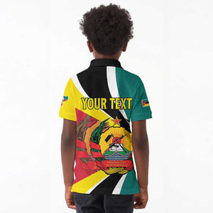 Personalized Mozambique Independence Day Kid Polo Shirt Coat Of Arms - Flag Style
