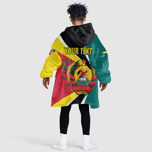 Personalized Mozambique Independence Day Kid Wearable Blanket Hoodie Coat Of Arms - Flag Style