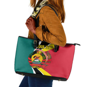 Personalized Mozambique Independence Day Leather Tote Bag Coat Of Arms - Flag Style