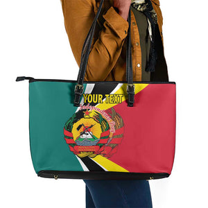 Personalized Mozambique Independence Day Leather Tote Bag Coat Of Arms - Flag Style