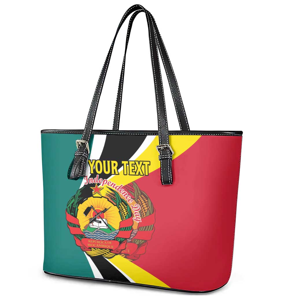 Personalized Mozambique Independence Day Leather Tote Bag Coat Of Arms - Flag Style