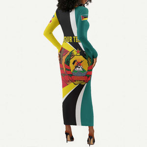 Personalized Mozambique Independence Day Long Sleeve Bodycon Dress Coat Of Arms - Flag Style LT15