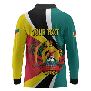Personalized Mozambique Independence Day Long Sleeve Polo Shirt Coat Of Arms - Flag Style