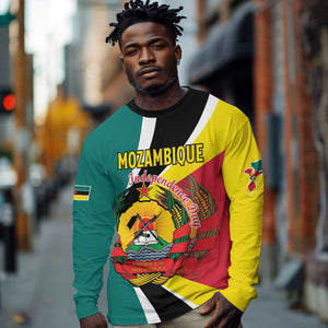 Personalized Mozambique Independence Day Long Sleeve Shirt Coat Of Arms - Flag Style