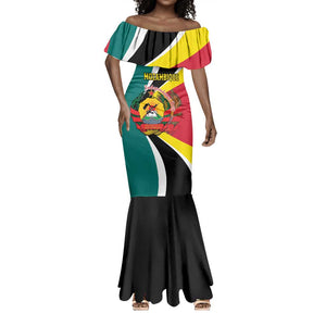 Personalized Mozambique Independence Day Mermaid Dress Coat Of Arms - Flag Style
