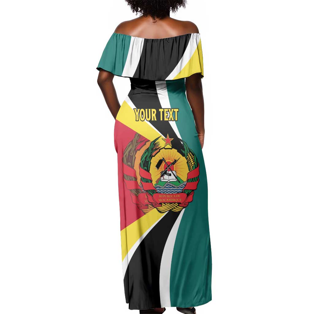 Personalized Mozambique Independence Day Off Shoulder Maxi Dress Coat Of Arms - Flag Style