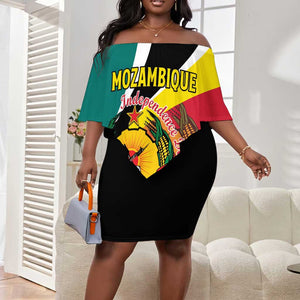 Personalized Mozambique Independence Day Off Shoulder Short Dress Coat Of Arms - Flag Style