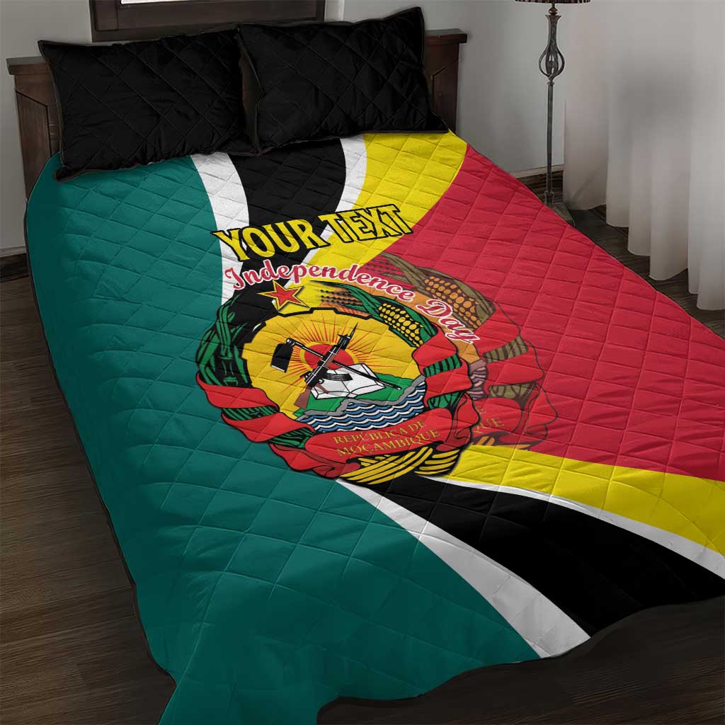 Personalized Mozambique Independence Day Quilt Bed Set Coat Of Arms - Flag Style