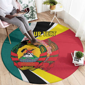 Personalized Mozambique Independence Day Round Carpet Coat Of Arms - Flag Style