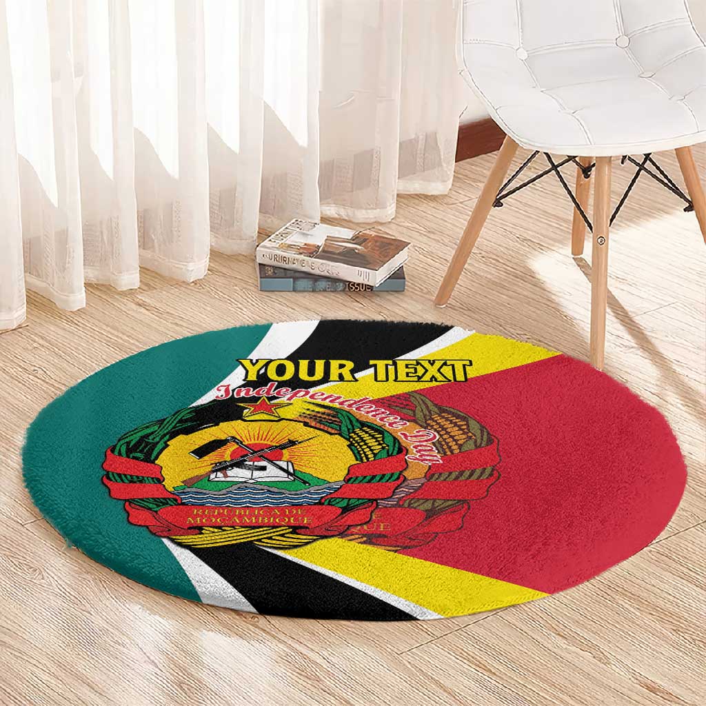 Personalized Mozambique Independence Day Round Carpet Coat Of Arms - Flag Style