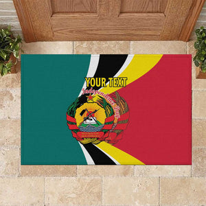 Personalized Mozambique Independence Day Rubber Doormat Coat Of Arms - Flag Style