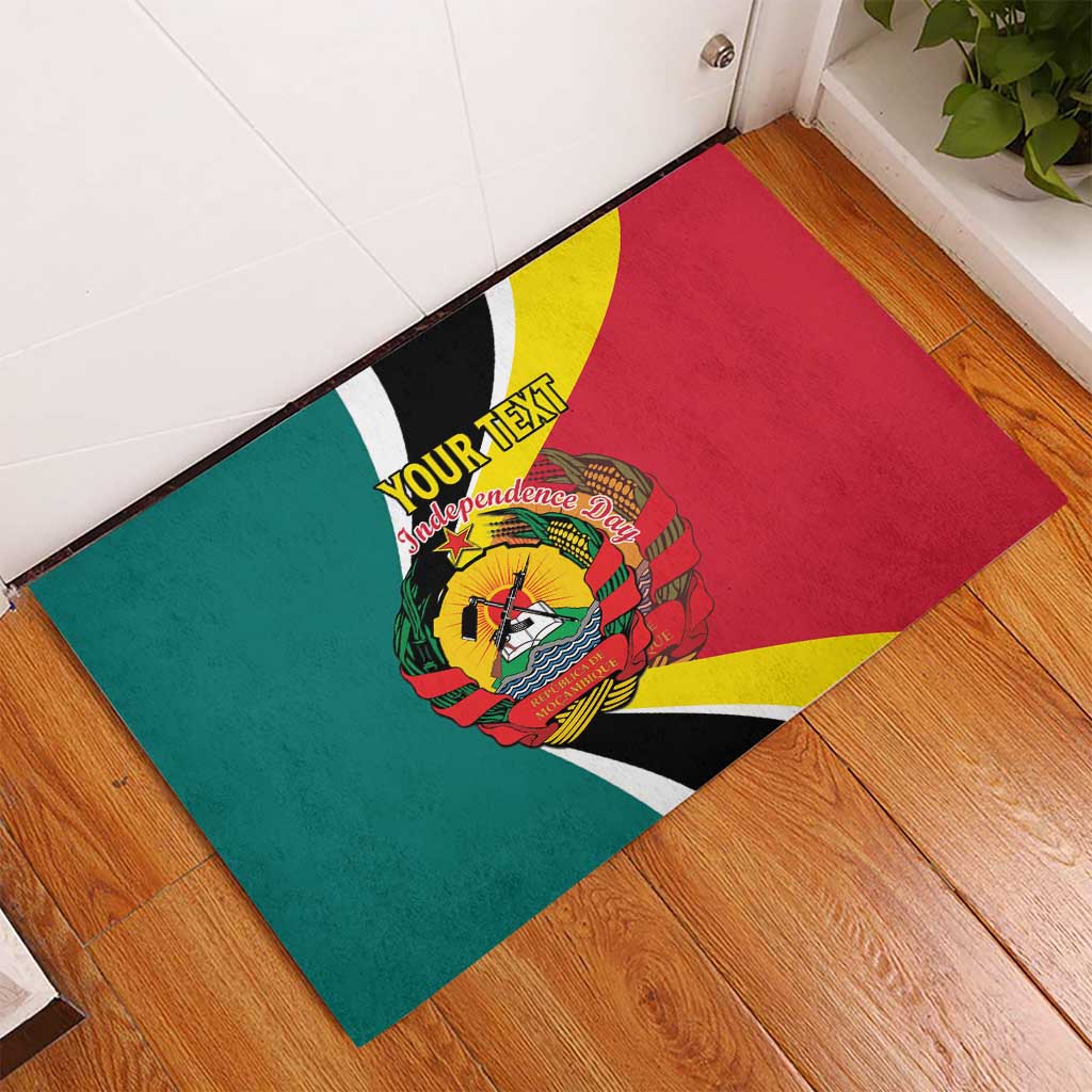 Personalized Mozambique Independence Day Rubber Doormat Coat Of Arms - Flag Style