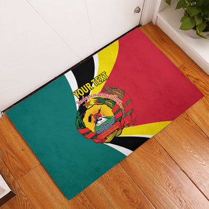 Personalized Mozambique Independence Day Rubber Doormat Coat Of Arms - Flag Style
