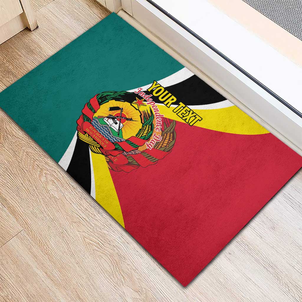 Personalized Mozambique Independence Day Rubber Doormat Coat Of Arms - Flag Style