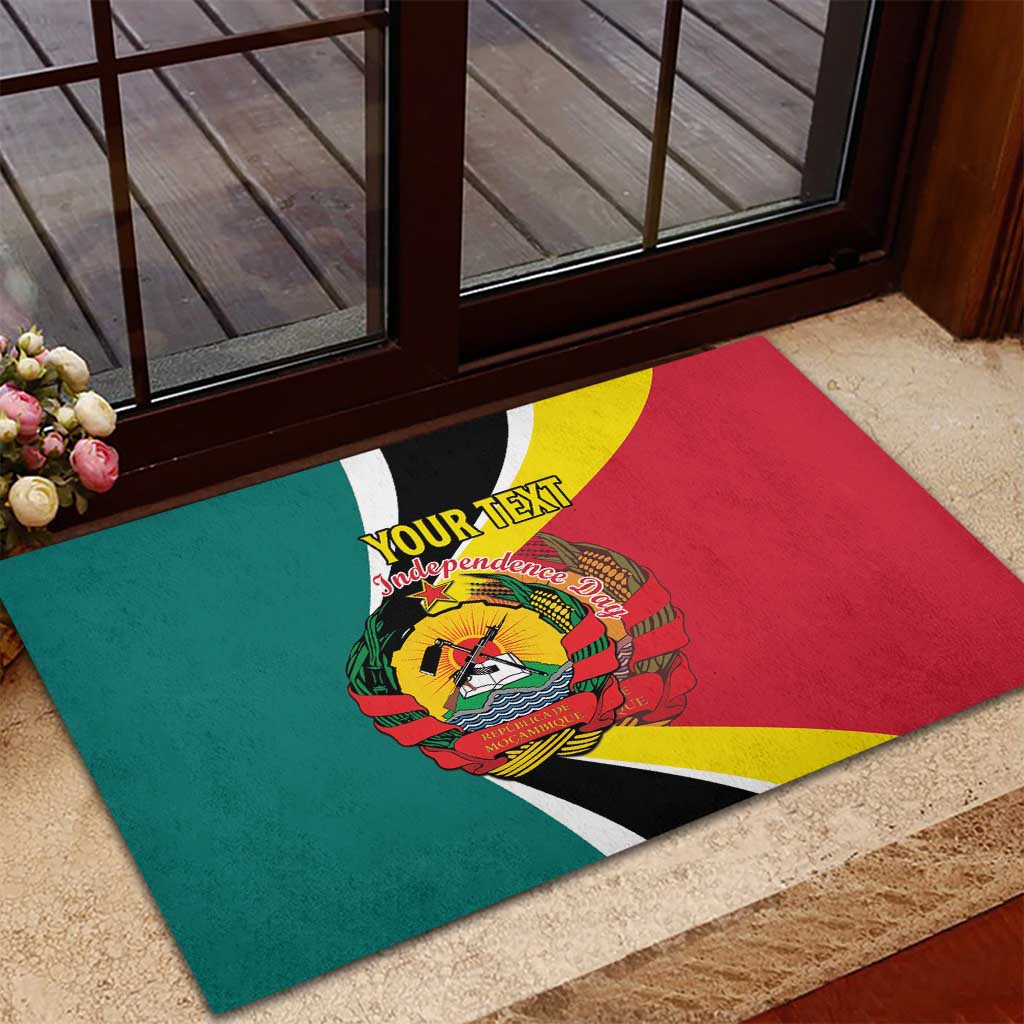Personalized Mozambique Independence Day Rubber Doormat Coat Of Arms - Flag Style