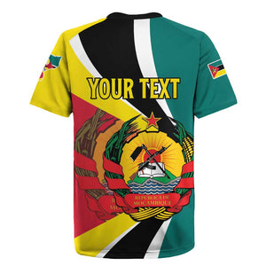 Personalized Mozambique Independence Day Rugby Jersey Coat Of Arms - Flag Style