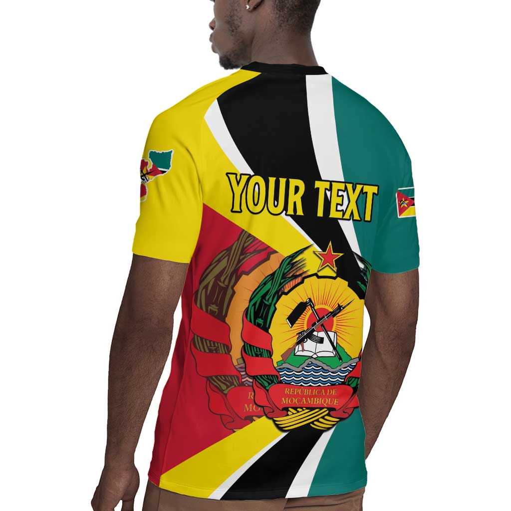Personalized Mozambique Independence Day Rugby Jersey Coat Of Arms - Flag Style