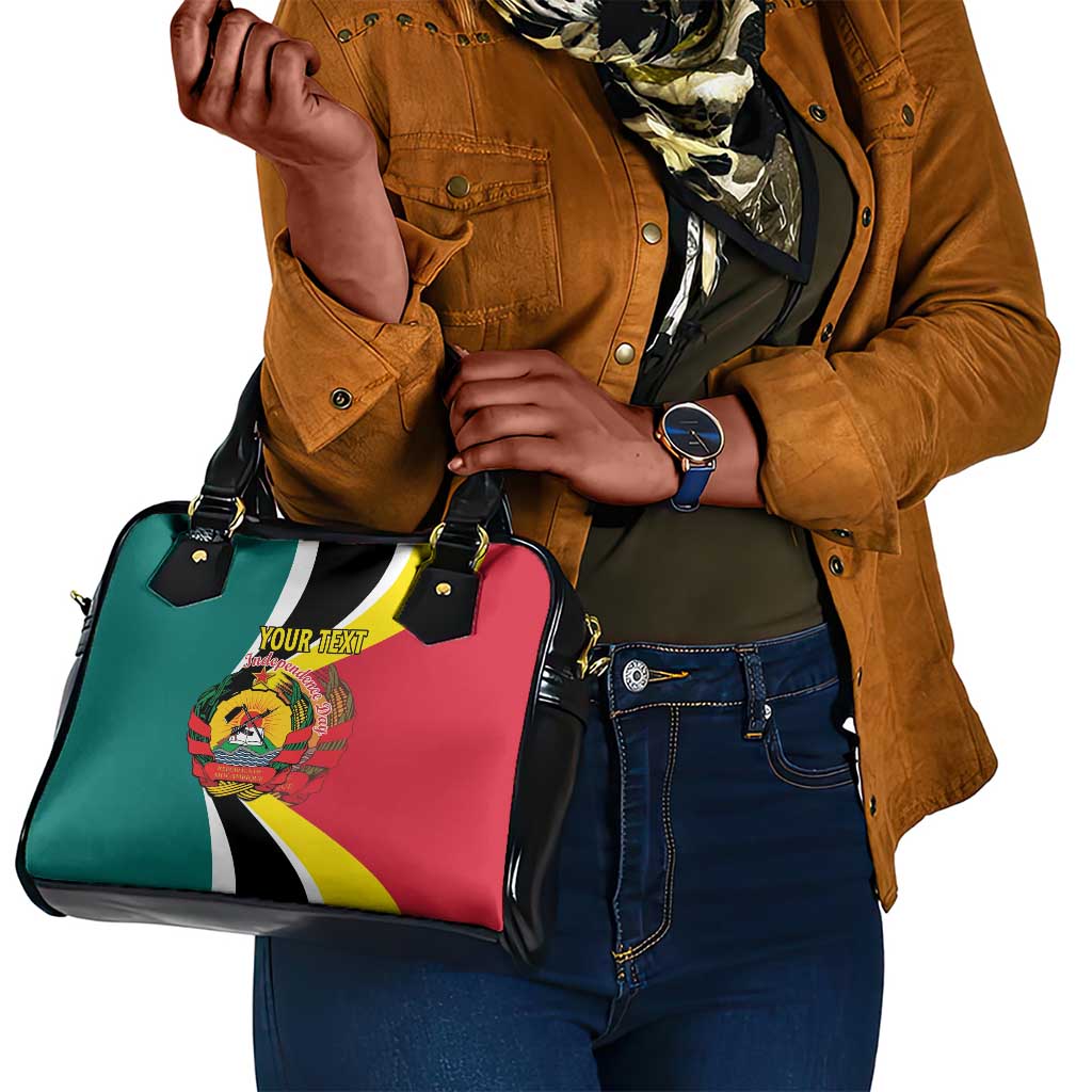 Personalized Mozambique Independence Day Shoulder Handbag Coat Of Arms - Flag Style