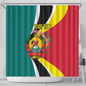 Personalized Mozambique Independence Day Shower Curtain Coat Of Arms - Flag Style