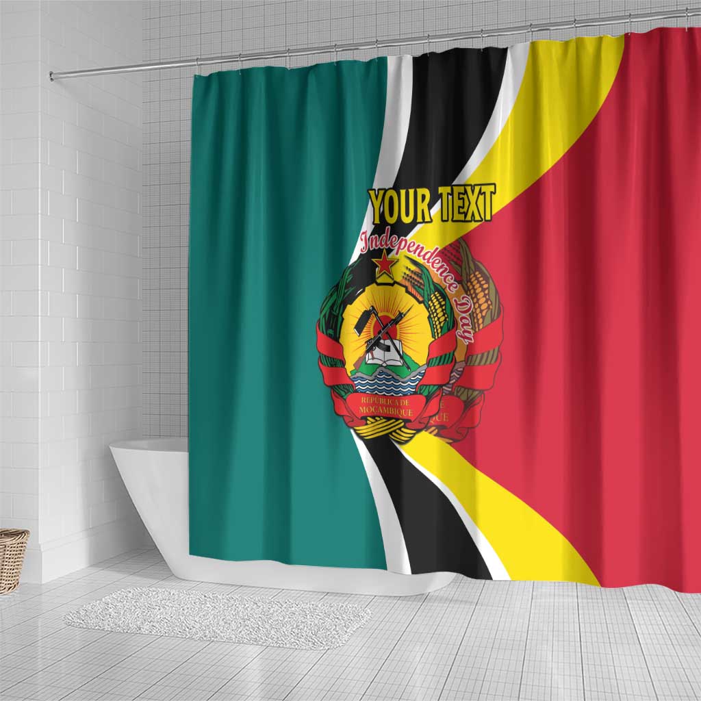 Personalized Mozambique Independence Day Shower Curtain Coat Of Arms - Flag Style