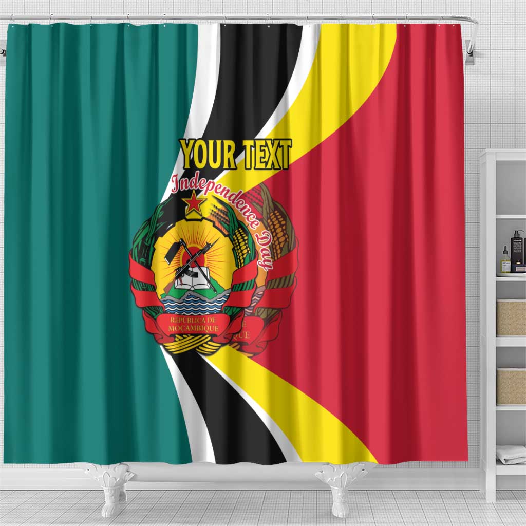 Personalized Mozambique Independence Day Shower Curtain Coat Of Arms - Flag Style