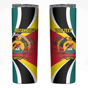 Personalized Mozambique Independence Day Skinny Tumbler Coat Of Arms - Flag Style