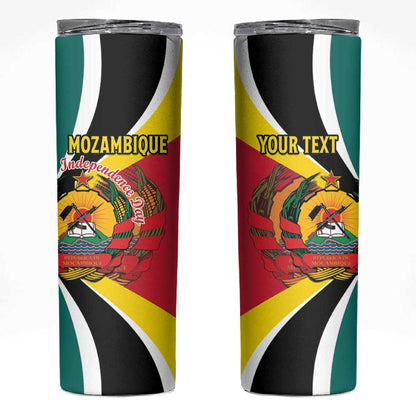 Personalized Mozambique Independence Day Skinny Tumbler Coat Of Arms - Flag Style