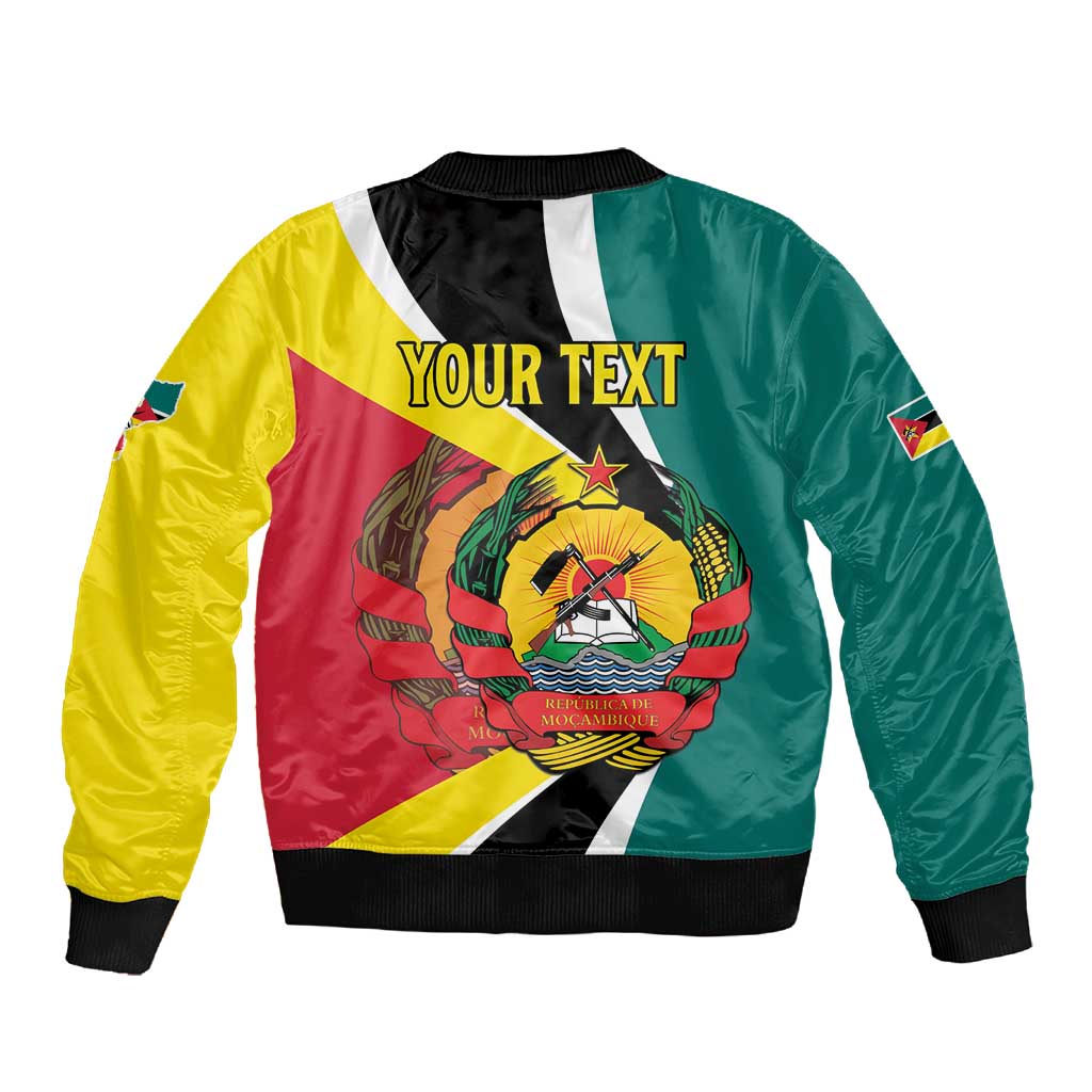 Personalized Mozambique Independence Day Sleeve Zip Bomber Jacket Coat Of Arms - Flag Style