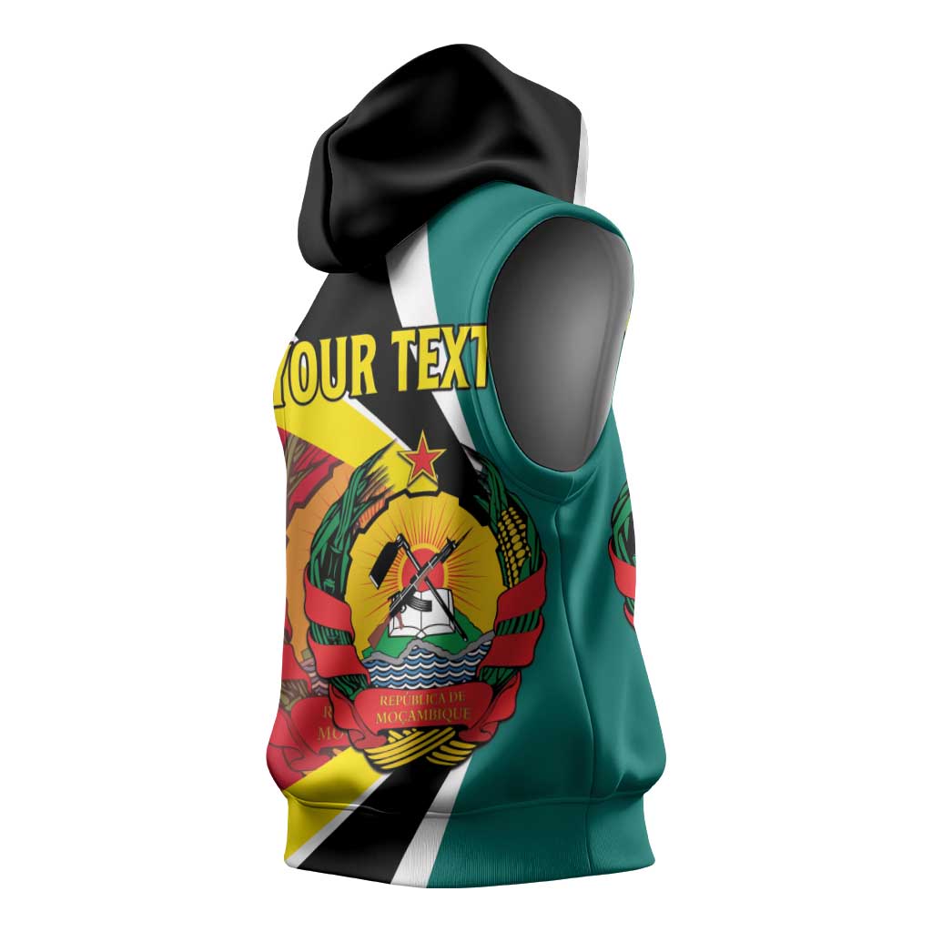 Personalized Mozambique Independence Day Sleeveless Hoodie Coat Of Arms - Flag Style - African Pride