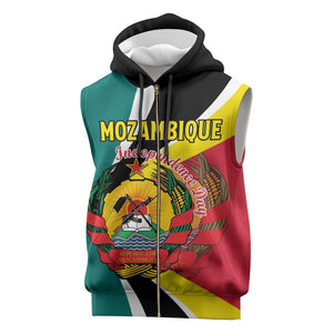 Personalized Mozambique Independence Day Sleeveless Zip Hoodie Coat Of Arms - Flag Style - African Pride