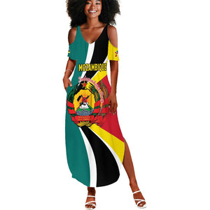 Personalized Mozambique Independence Day Summer Maxi Dress Coat Of Arms - Flag Style