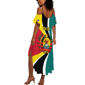 Personalized Mozambique Independence Day Summer Maxi Dress Coat Of Arms - Flag Style