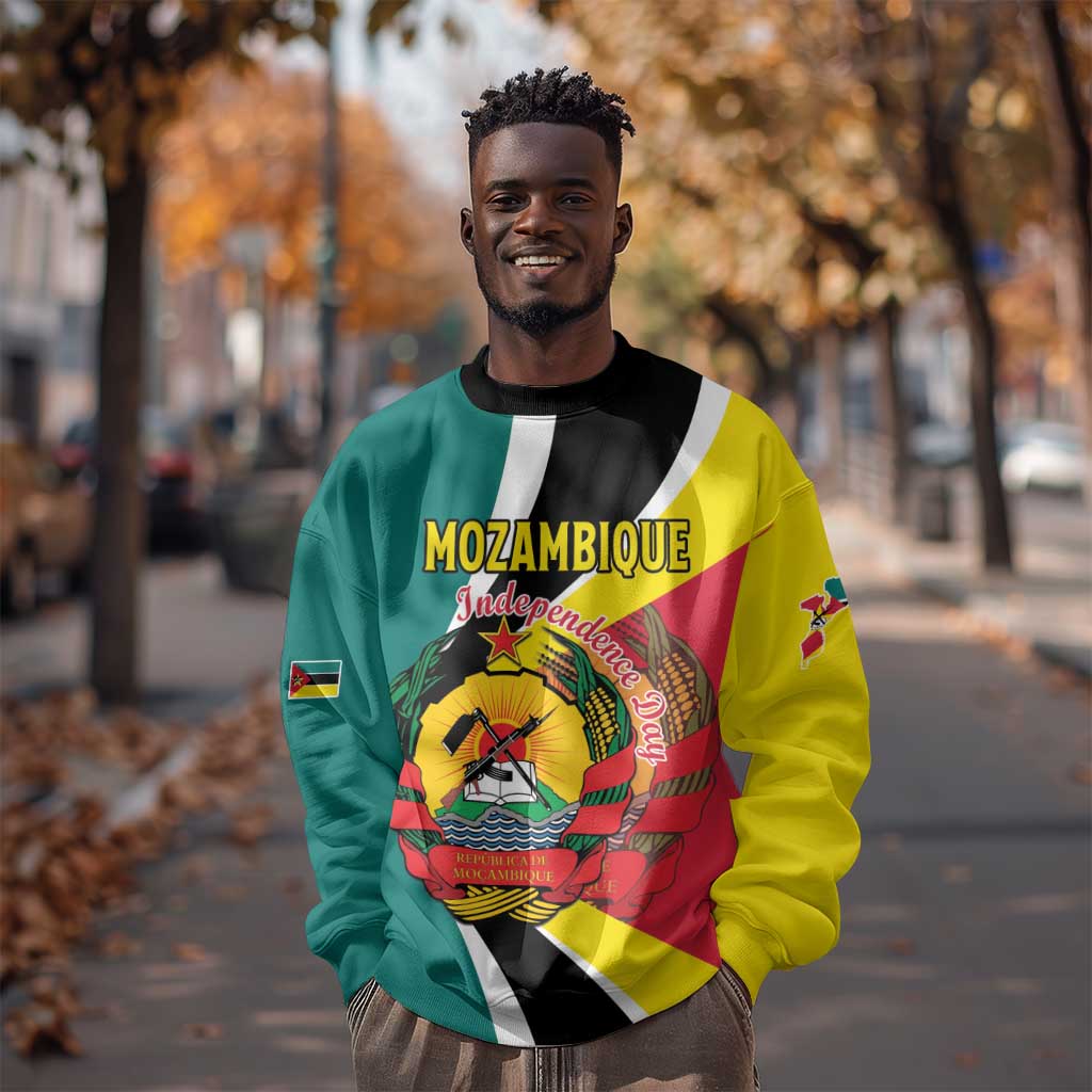 Personalized Mozambique Independence Day Sweatshirt Coat Of Arms - Flag Style