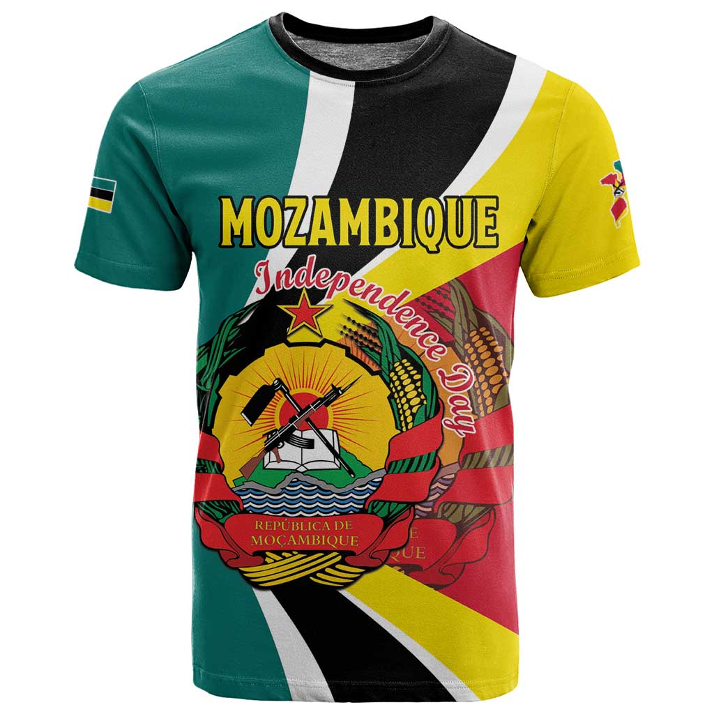 Personalized Mozambique Independence Day T shirt Coat Of Arms - Flag Style