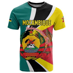 Personalized Mozambique Independence Day T shirt Coat Of Arms - Flag Style
