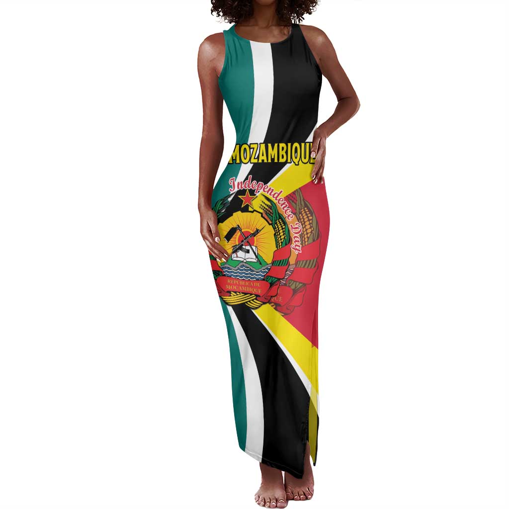 Personalized Mozambique Independence Day Tank Maxi Dress Coat Of Arms - Flag Style