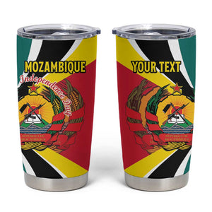 Personalized Mozambique Independence Day Tumbler Cup Coat Of Arms - Flag Style
