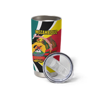 Personalized Mozambique Independence Day Tumbler Cup Coat Of Arms - Flag Style